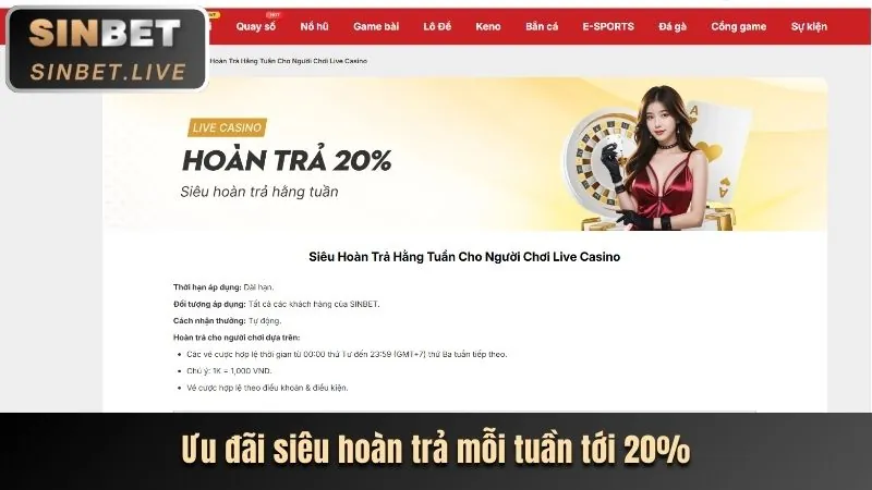 Hoàn trả cược xổ số hàng tuần